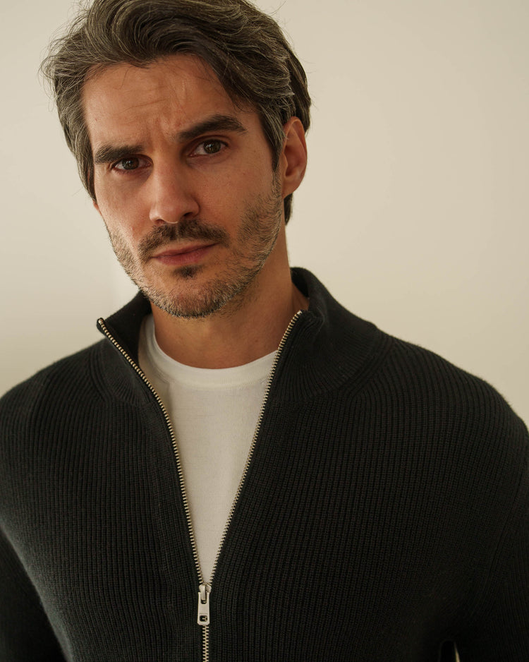 Rib Knit Cardigan (Black)