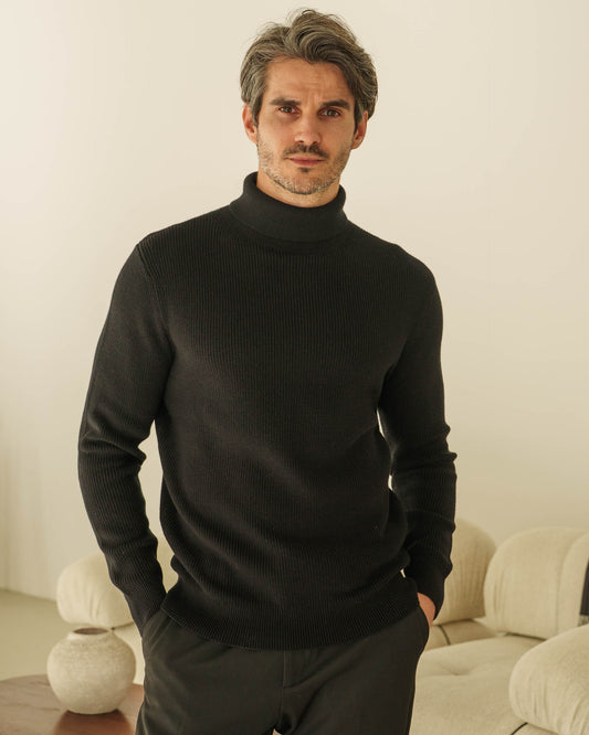 Rib Knit Turtleneck (Black)