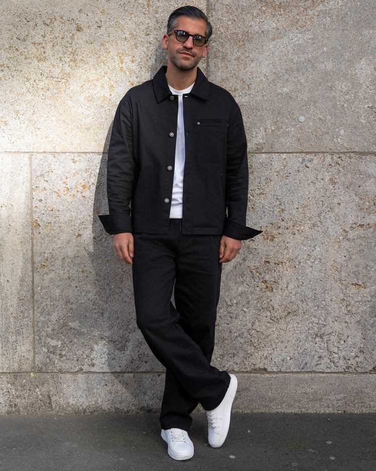 Pleated Denim Pants (Black)