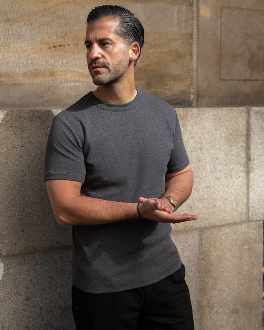 Fine Rib T-Shirt (dark grey marl)