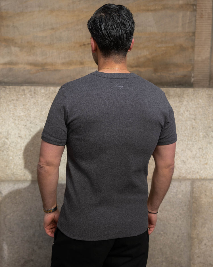 Fine Rib T-Shirt (dark grey marl)