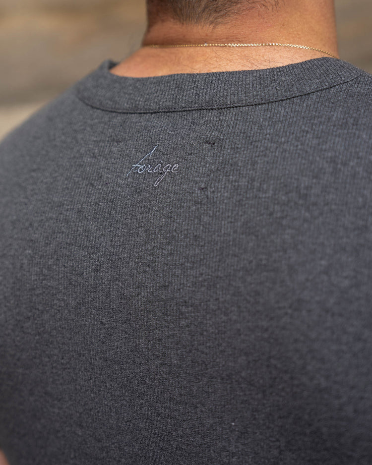 Fine Rib T-Shirt (dark grey marl)
