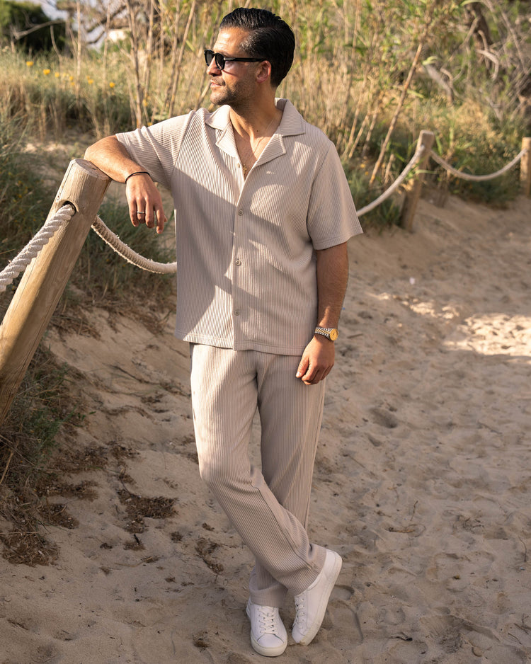 Plissee Short Sleeve Shirt (Sand)