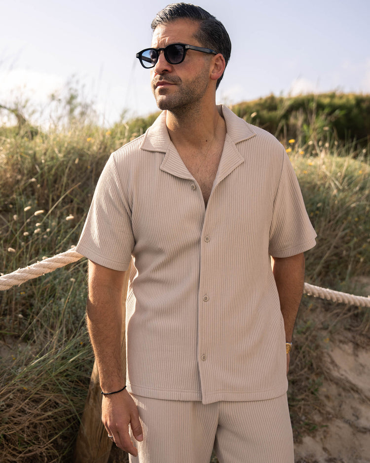 Plissee Short Sleeve Shirt (Sand)