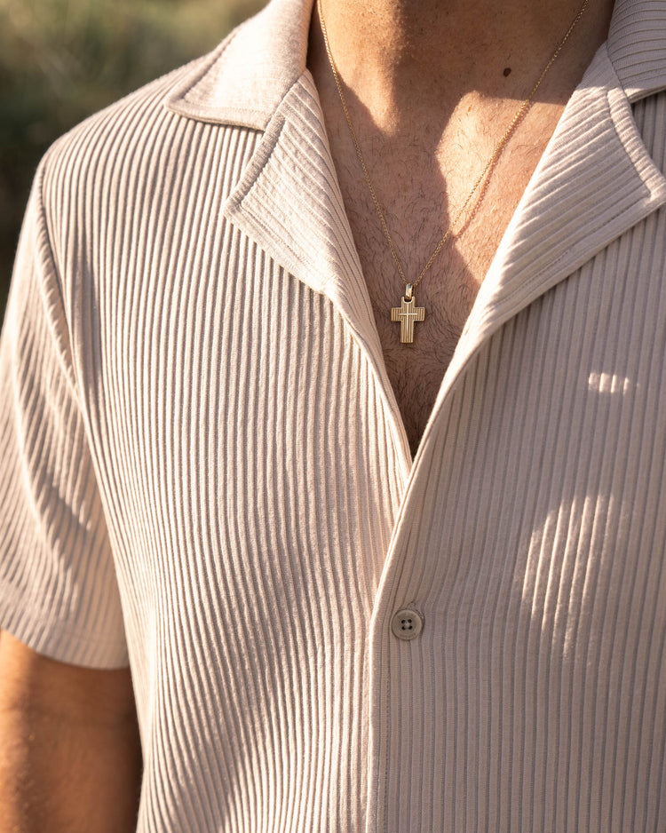 Plissee Short Sleeve Shirt (Sand)