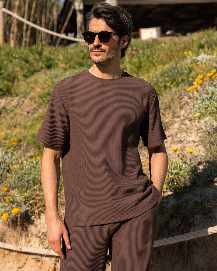 Plissee T-Shirt (Brown)