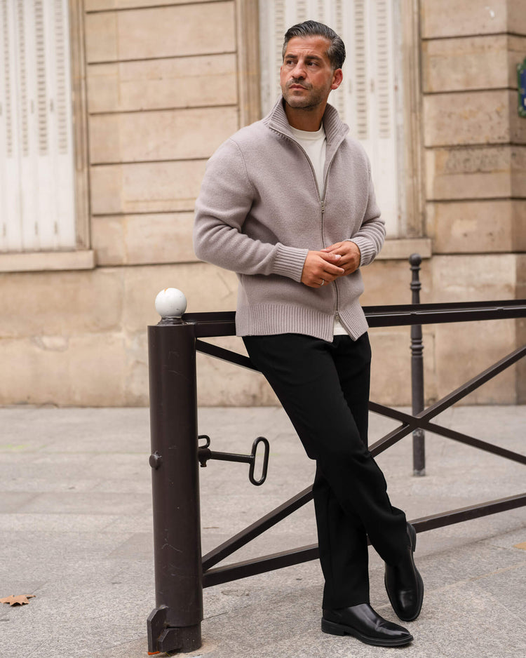 Lounge Wool Knit Jacket (Taupe)
