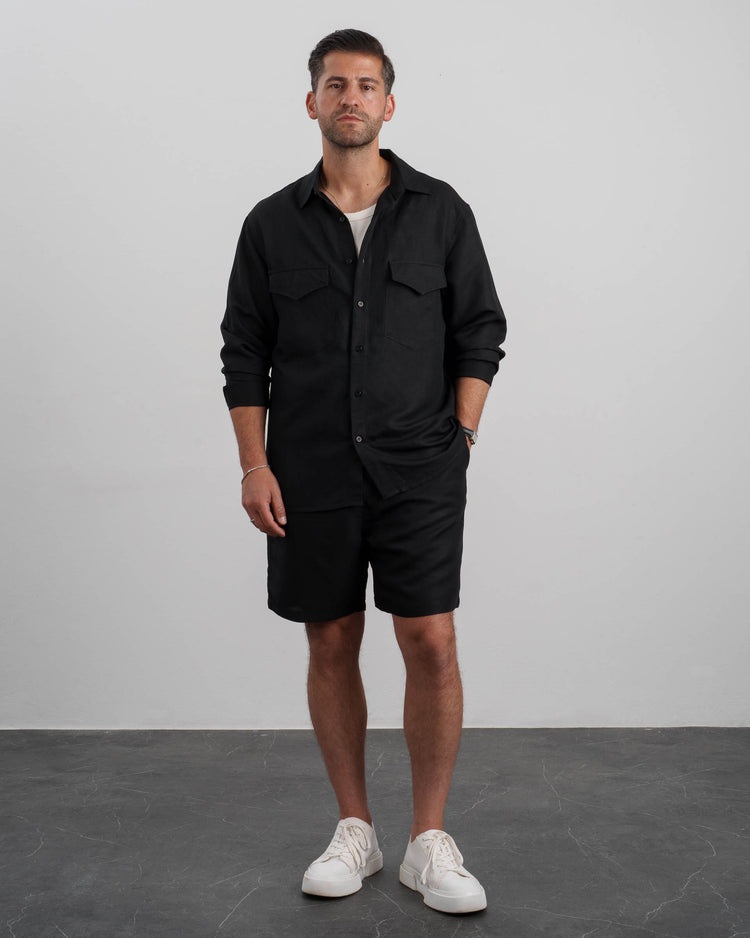 Linen Long Sleeve Shirt (black)