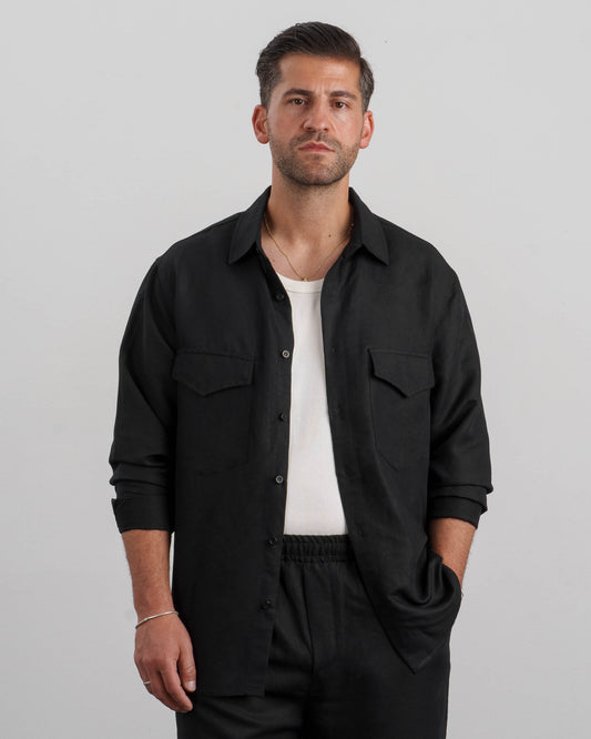 Linen Long Sleeve Shirt (black)