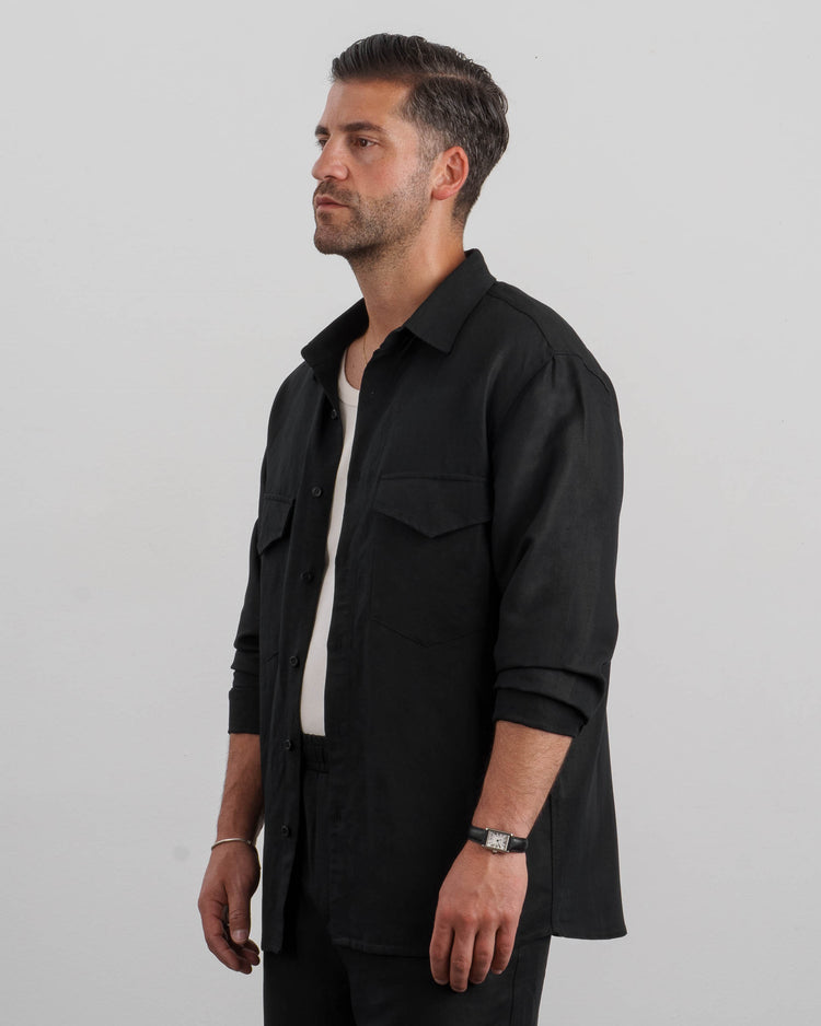 Linen Long Sleeve Shirt (black)