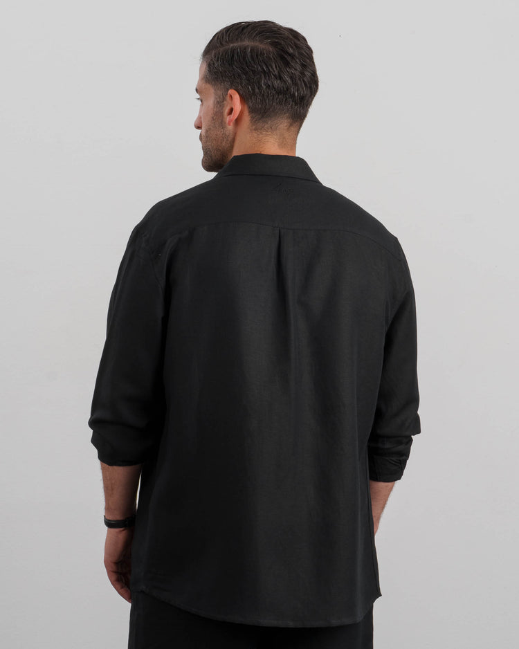 Linen Long Sleeve Shirt (black)