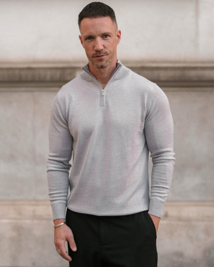 Merino Half-Zip (Light Grey)