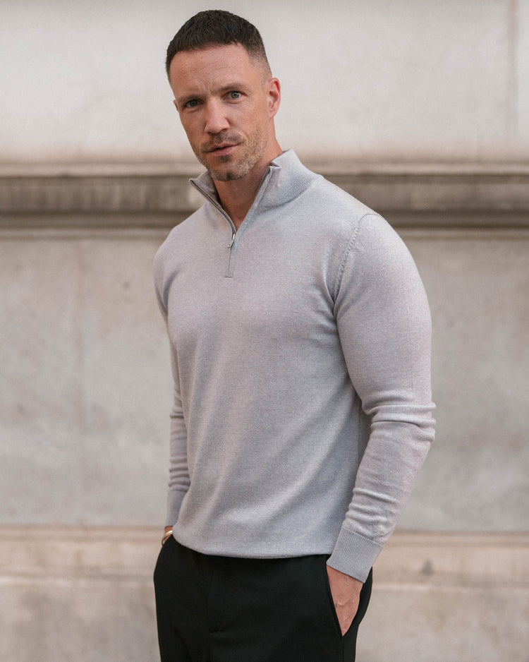 Merino Half-Zip (Light Grey)