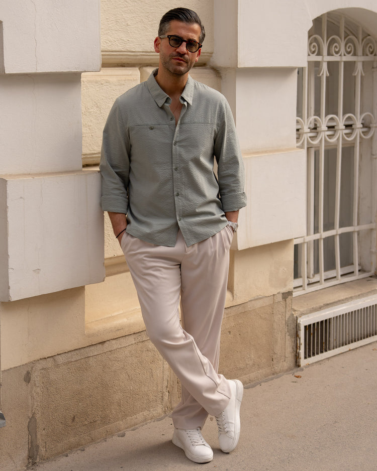 Seersucker Classic Shirt (Mint Blue)