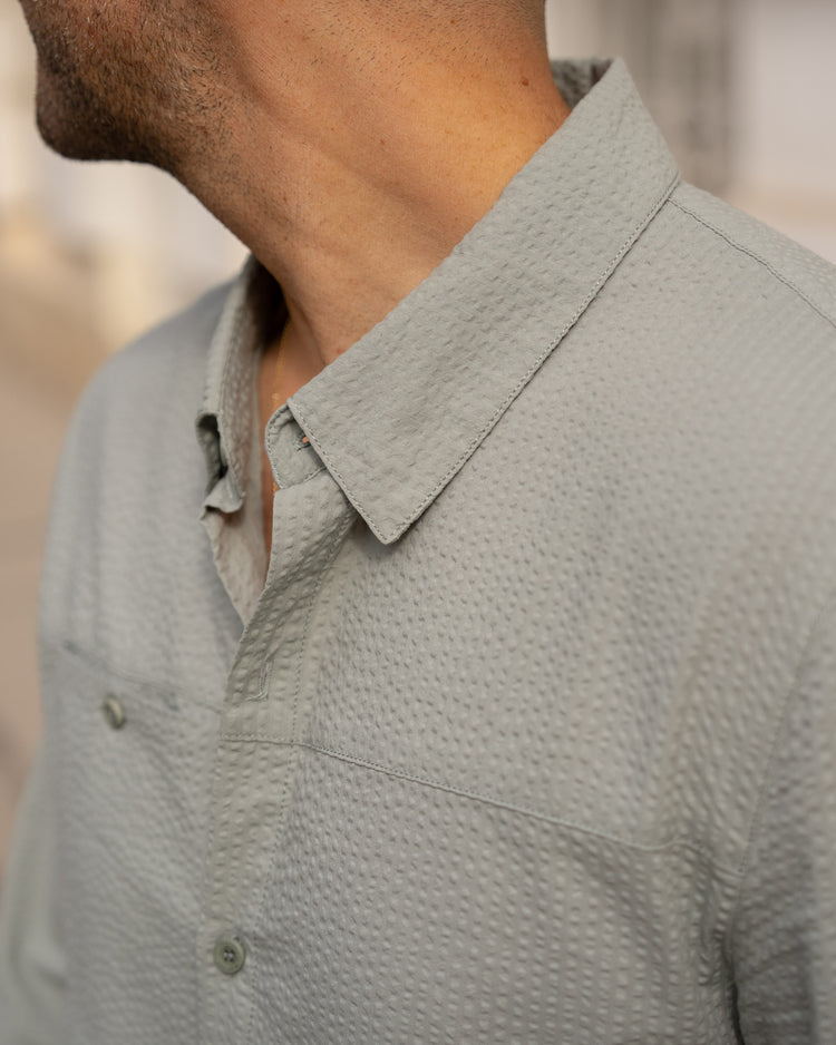 Seersucker Classic Shirt (Mint Blue)