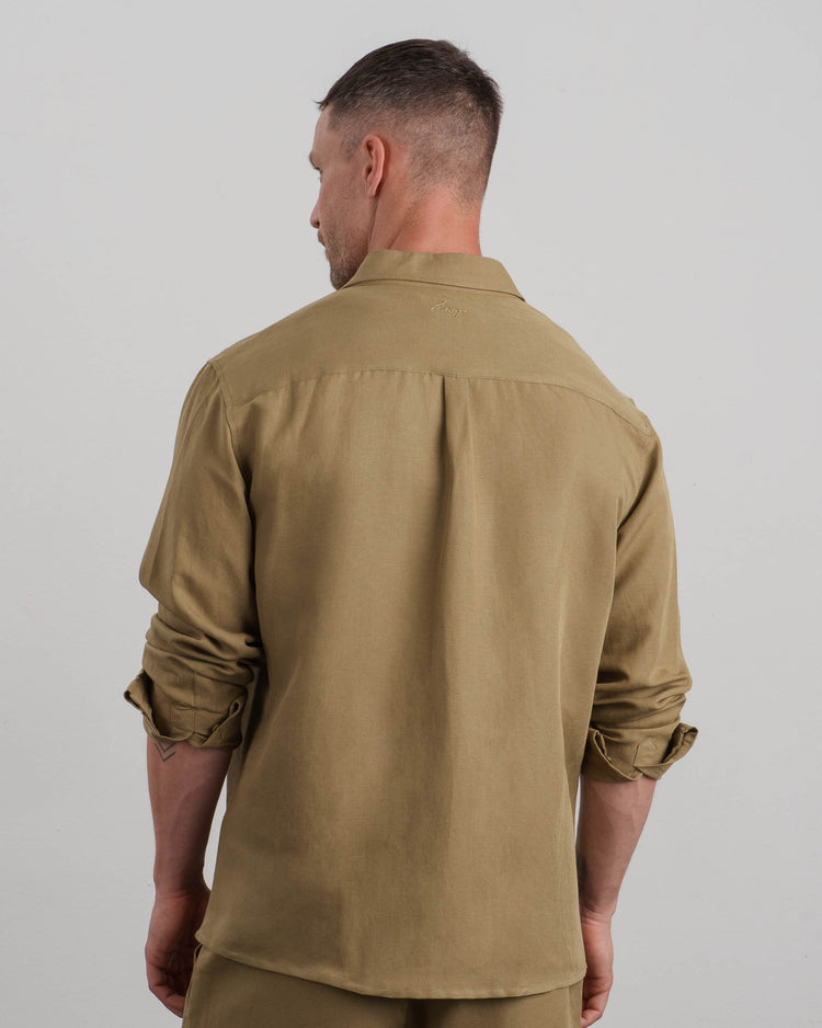 Linen Long Sleeve Shirt (khaki)