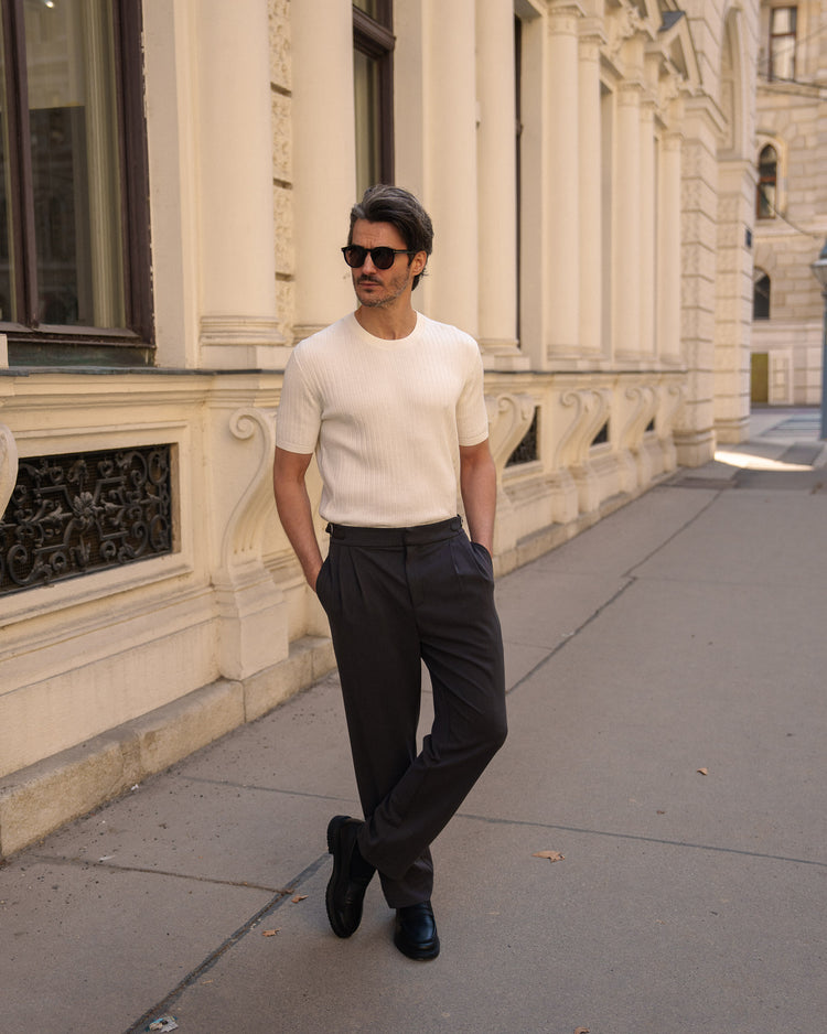 Wide Rib Knit T-Shirt (Off-White)