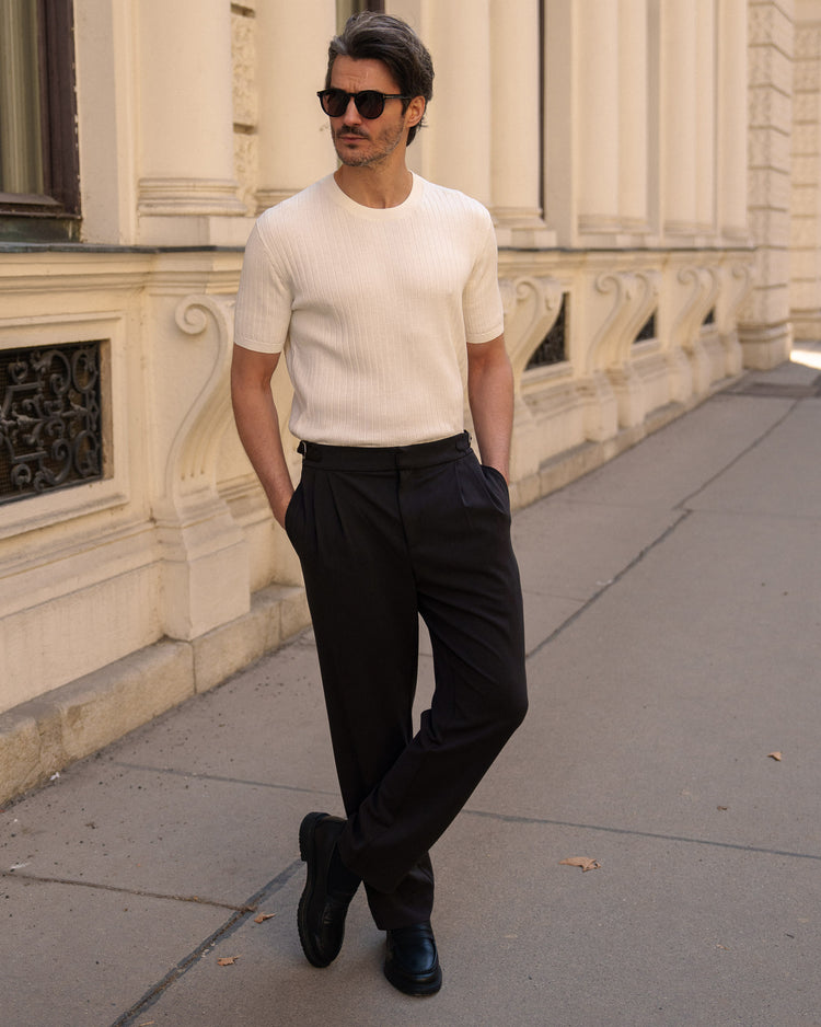 Buckle Suit Pants Regular Fit (Black)