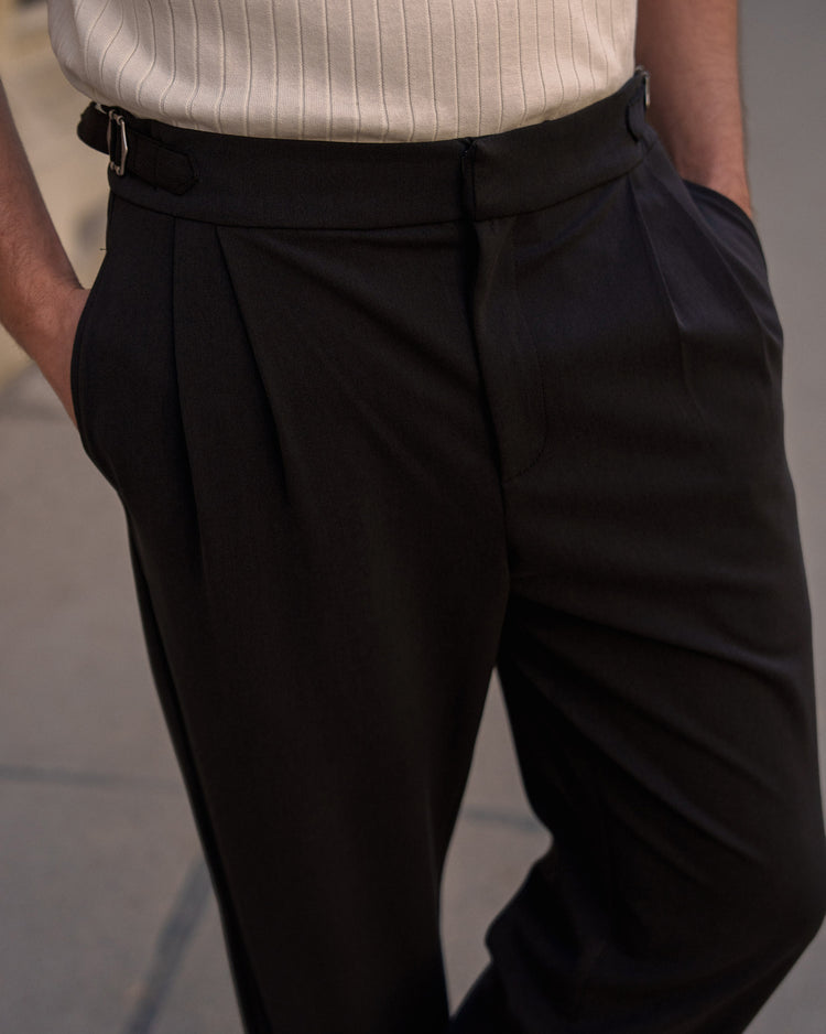 Buckle Suit Pants Regular Fit (Black)