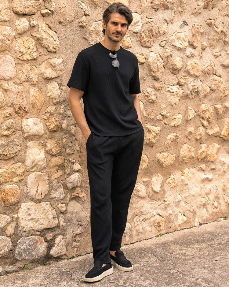 Plissee T-Shirt (Black)