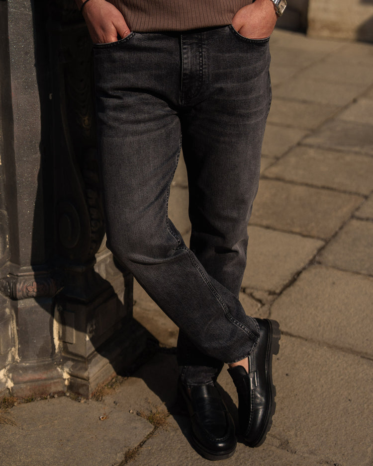 Essential Slim Tapered Fit Jeans (Dark Grey)