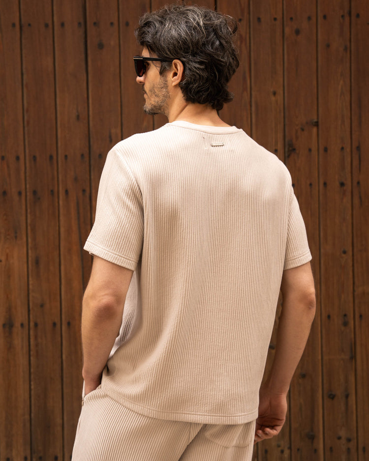 Plissee T-Shirt (Sand)