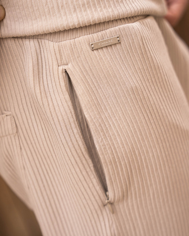 Plissee Set Short Sleeve Shirt + Pants (Sand)