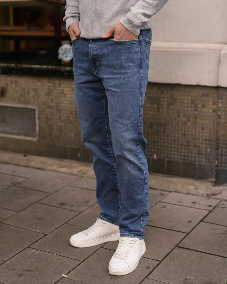 Essential Regular Fit Jeans (Mid Blue)
