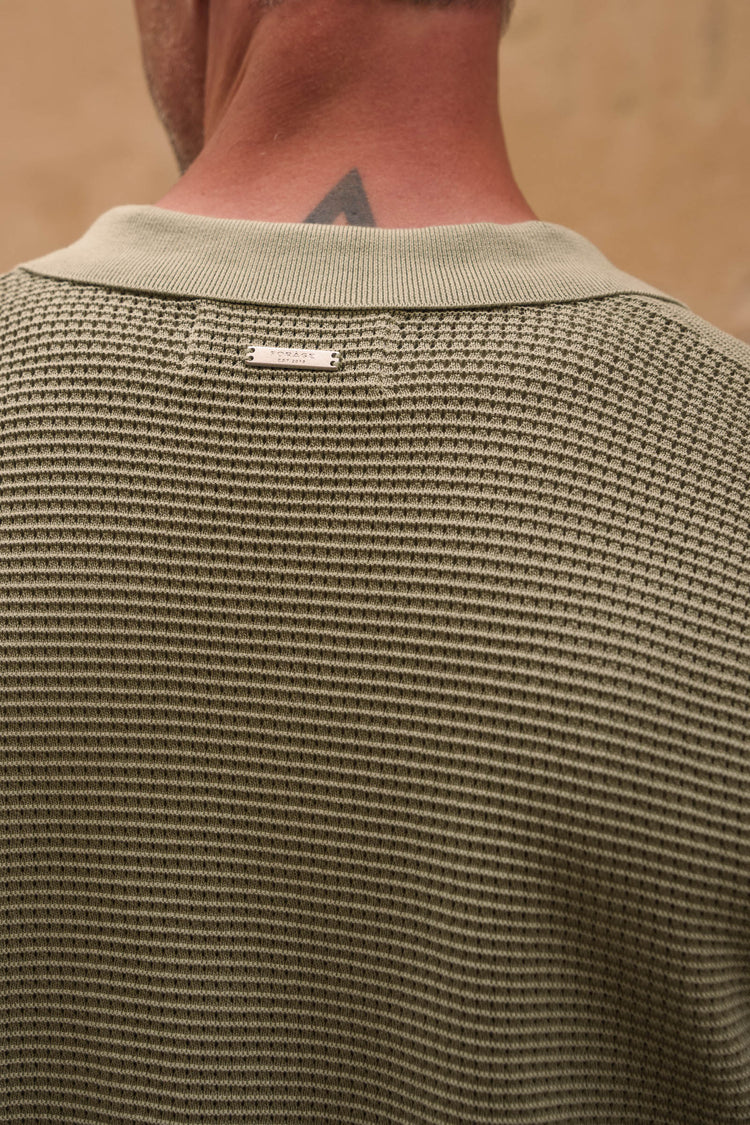 Mesh Knit Short Sleeve Shirt (Light Green)