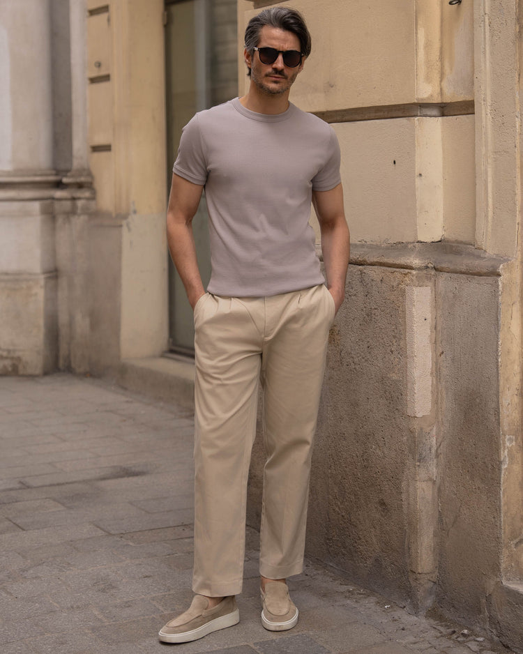 Fine Rib T-Shirt (Taupe)
