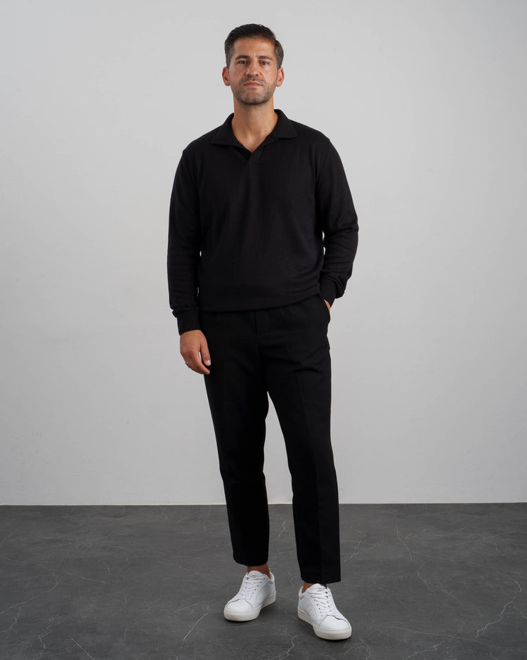 Knit Polo Longsleeve (black)