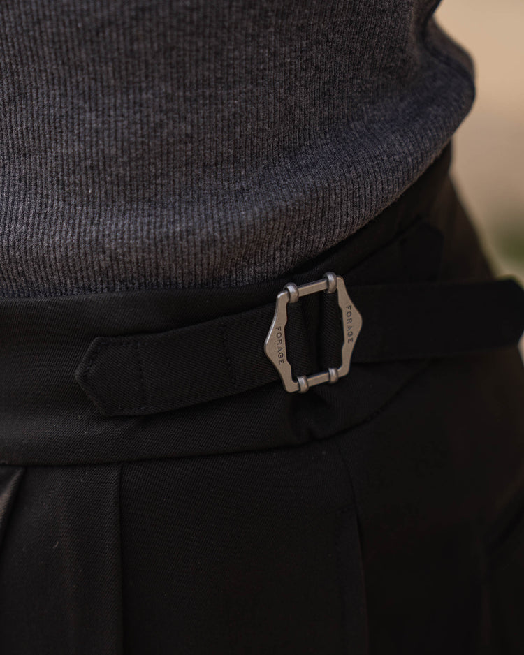 Buckle Suit Trousers Loose Fit (Black)