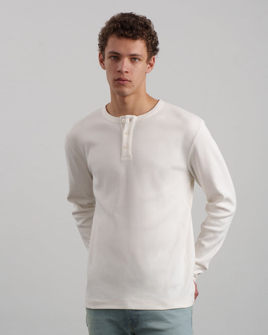 Ribbed Henley Shirt (off-white)