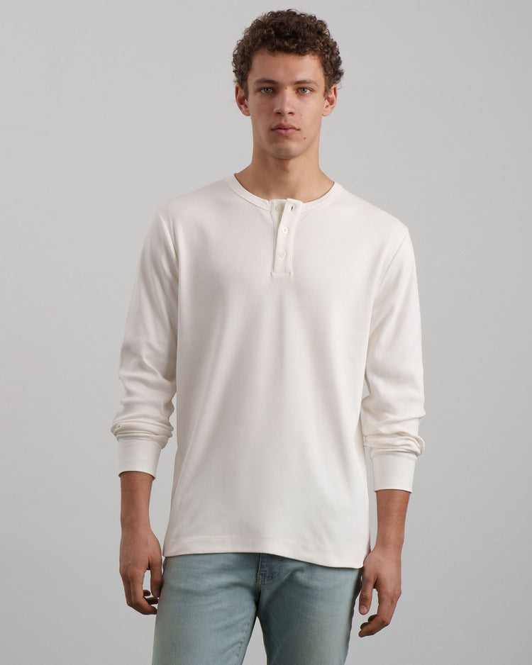 Ribbed Henley Shirt (off-white)