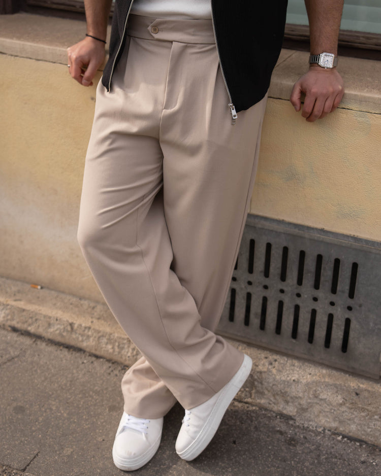 Buckle Suit Pants Loose Fit (Taupe)
