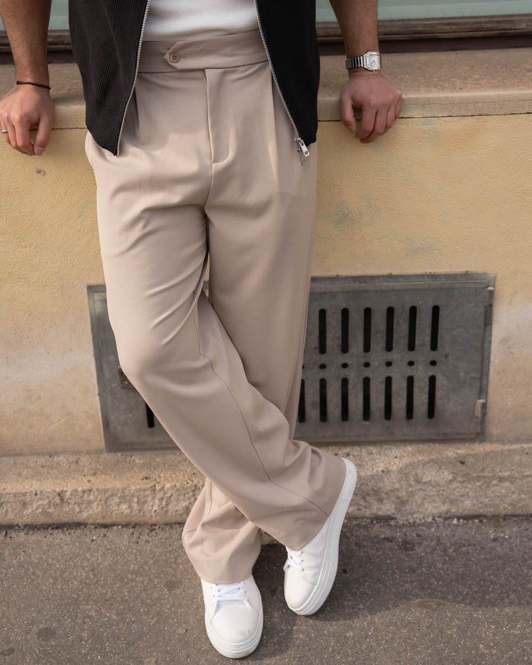 Buckle Suit Pants Loose Fit (Taupe)