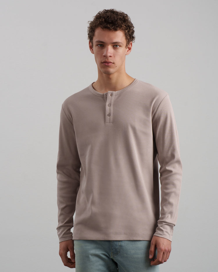 Ribbed Henley Shirt (taupe)