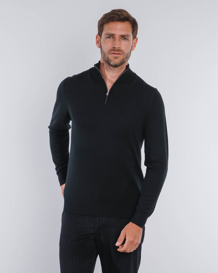 Merino Half-Zip (Black)
