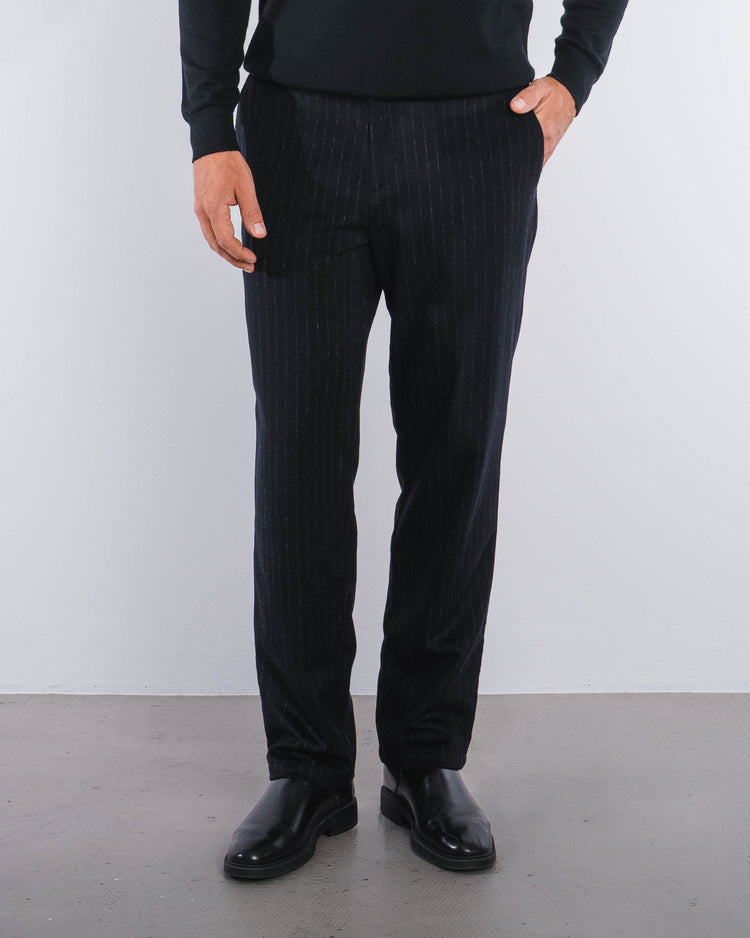 Pinstripe Flanell Pants Regular Fit (Black)