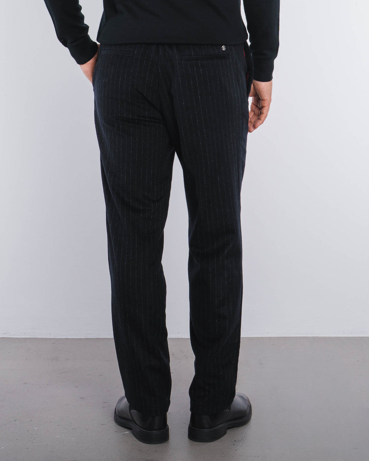 Pinstripe Flanell Pants Regular Fit (Black)