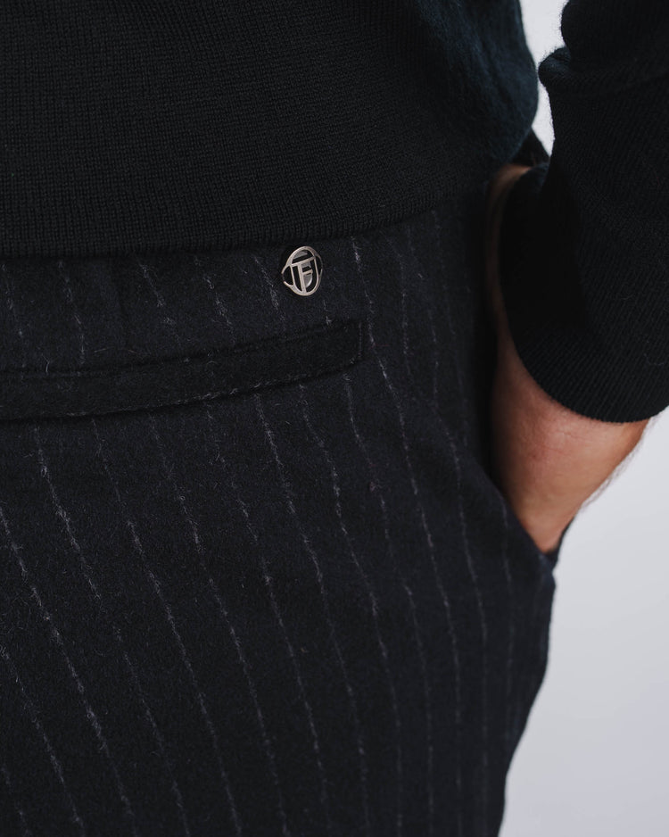 Pinstripe Flanell Pants Regular Fit (Black)
