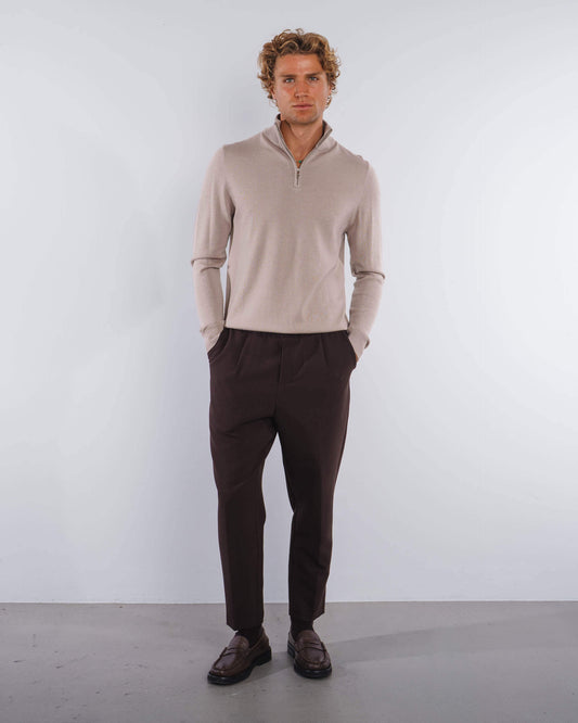 Merino Half-Zip (Taupe)
