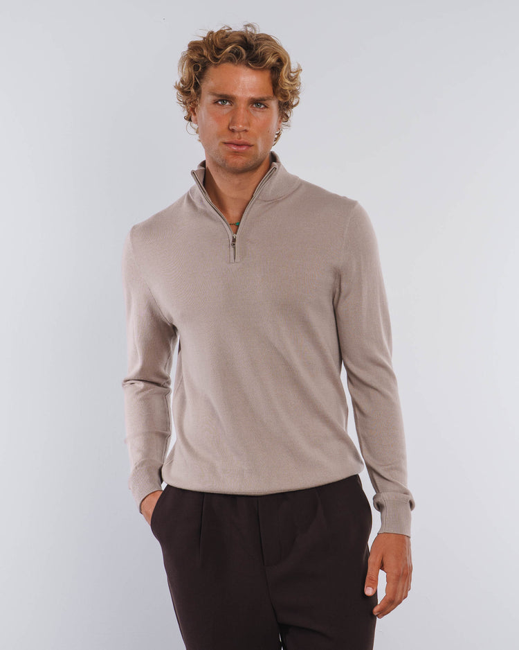 Merino Half-Zip (Taupe)