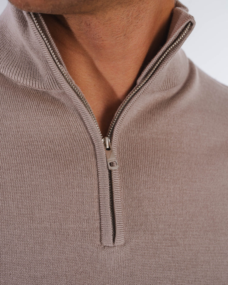 Merino Half-Zip (Taupe)