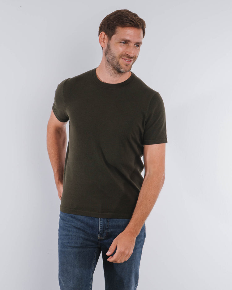 Blend Knit T-Shirt (Dark Olive)