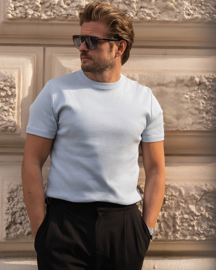 Fine Rib T-Shirt (light blue)