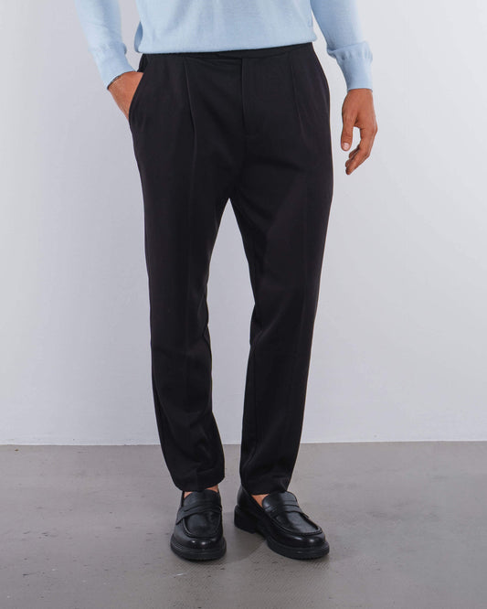 Buckle Suit Pants Tapered Fit (Black)