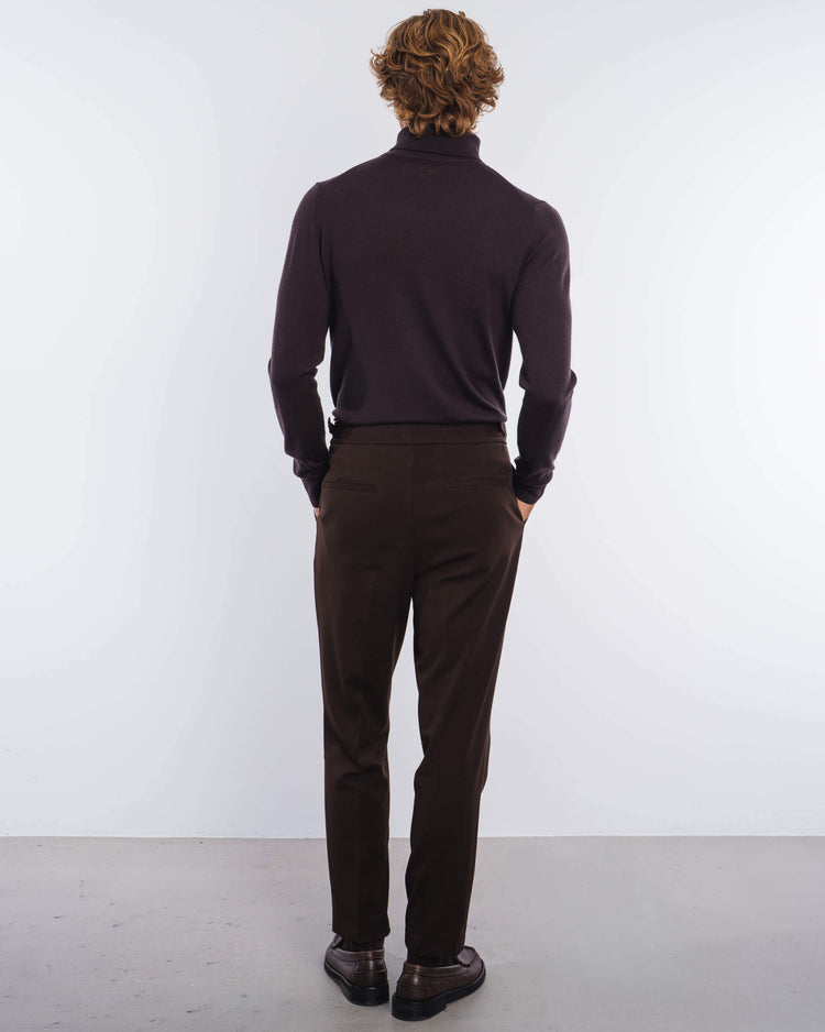 Buckle Suit Pants Tapered Fit (Brown)