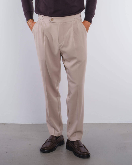 Buckle Suit Pants Tapered Fit (Oatmeal)