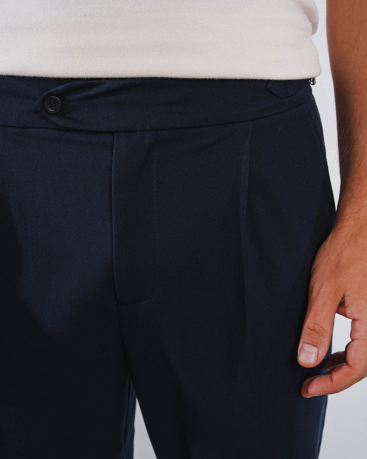 Buckle Suit Pants Tapered Fit (Navy)